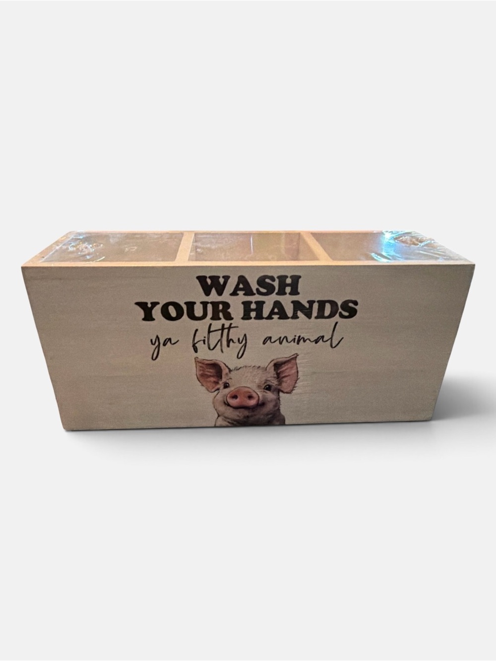 Beige Pig 'Wash Your Hands' Bathroom Organizer Tray - NEW